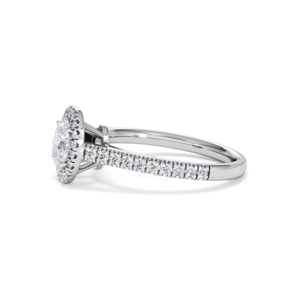 Georgina GIA Oval Diamond Halo Engagement Ring Platinum 1.30ct G/Vs