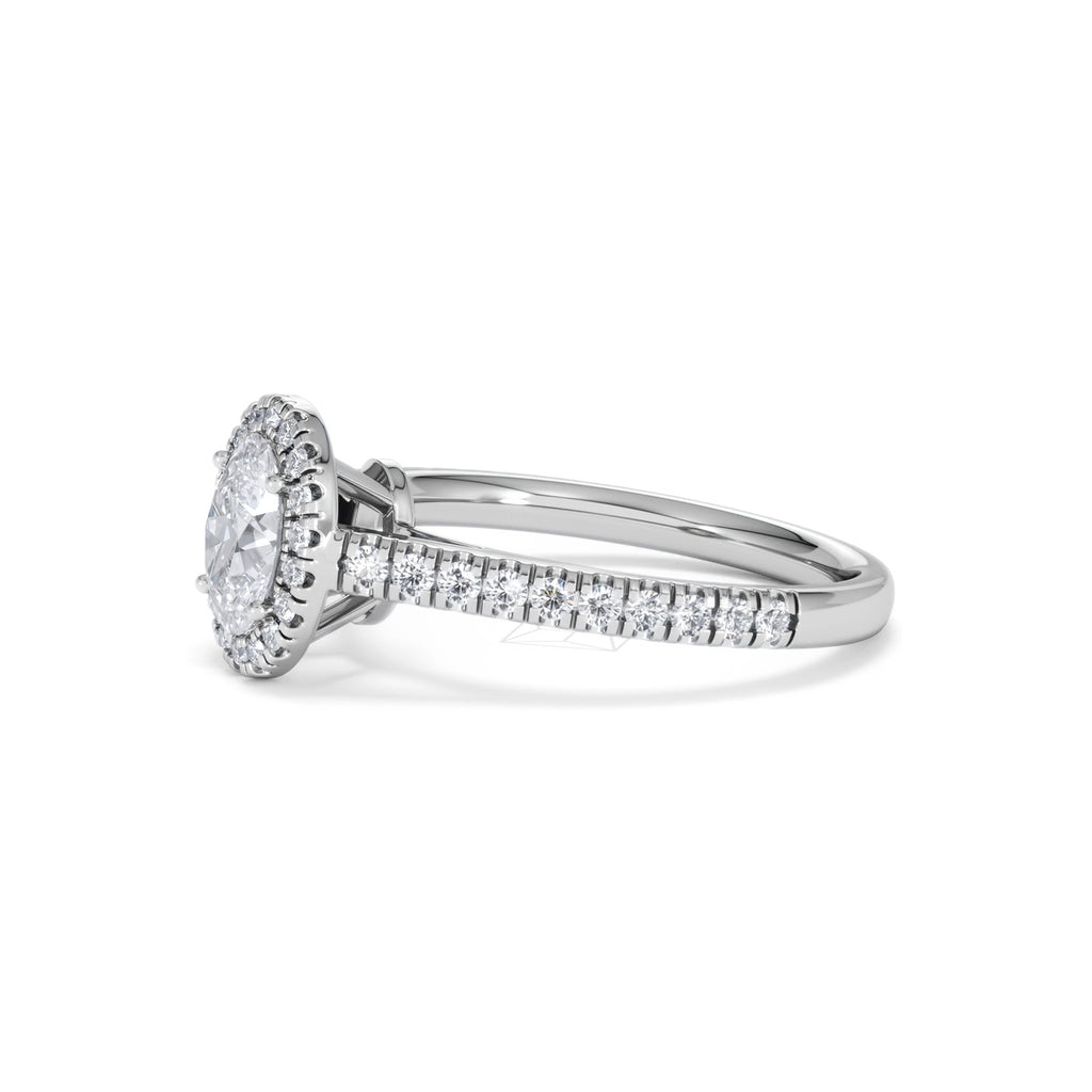Georgina GIA Oval Diamond Halo Engagement Ring Platinum 1.30ct G/Vs