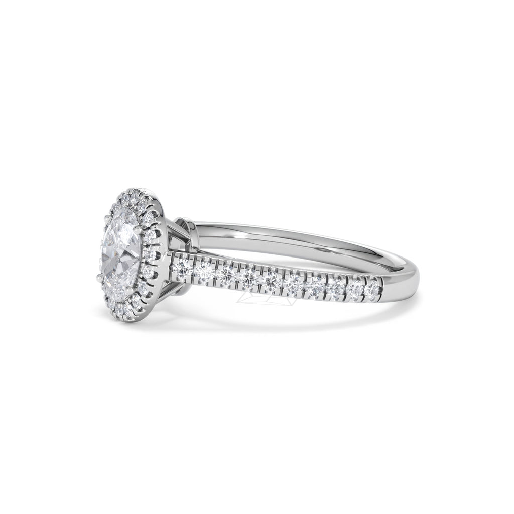 Georgina GIA Oval Diamond Halo Engagement Ring Platinum 1.30ct G/Vs