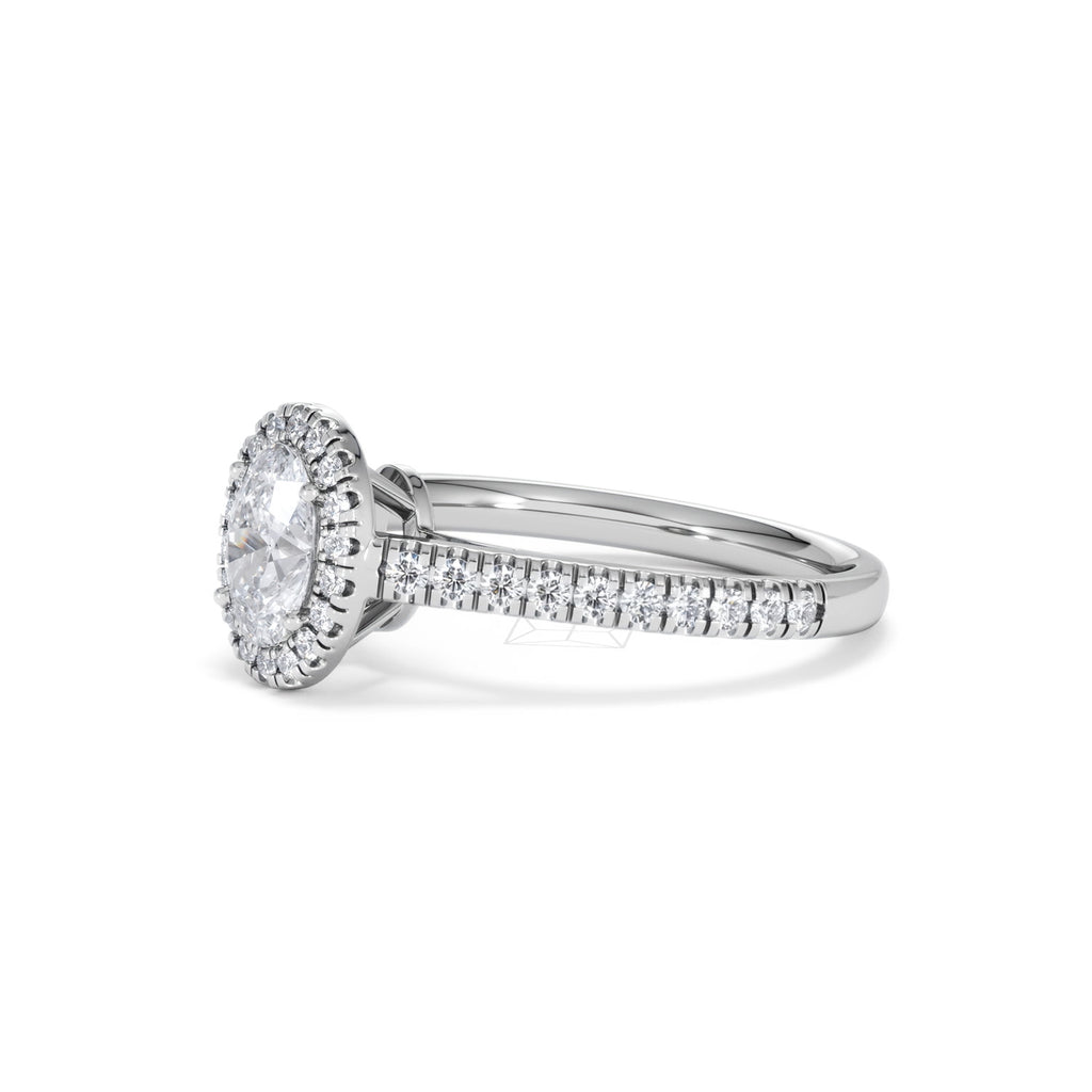 Georgina GIA Oval Diamond Halo Engagement Ring Platinum 1.30ct G/Vs