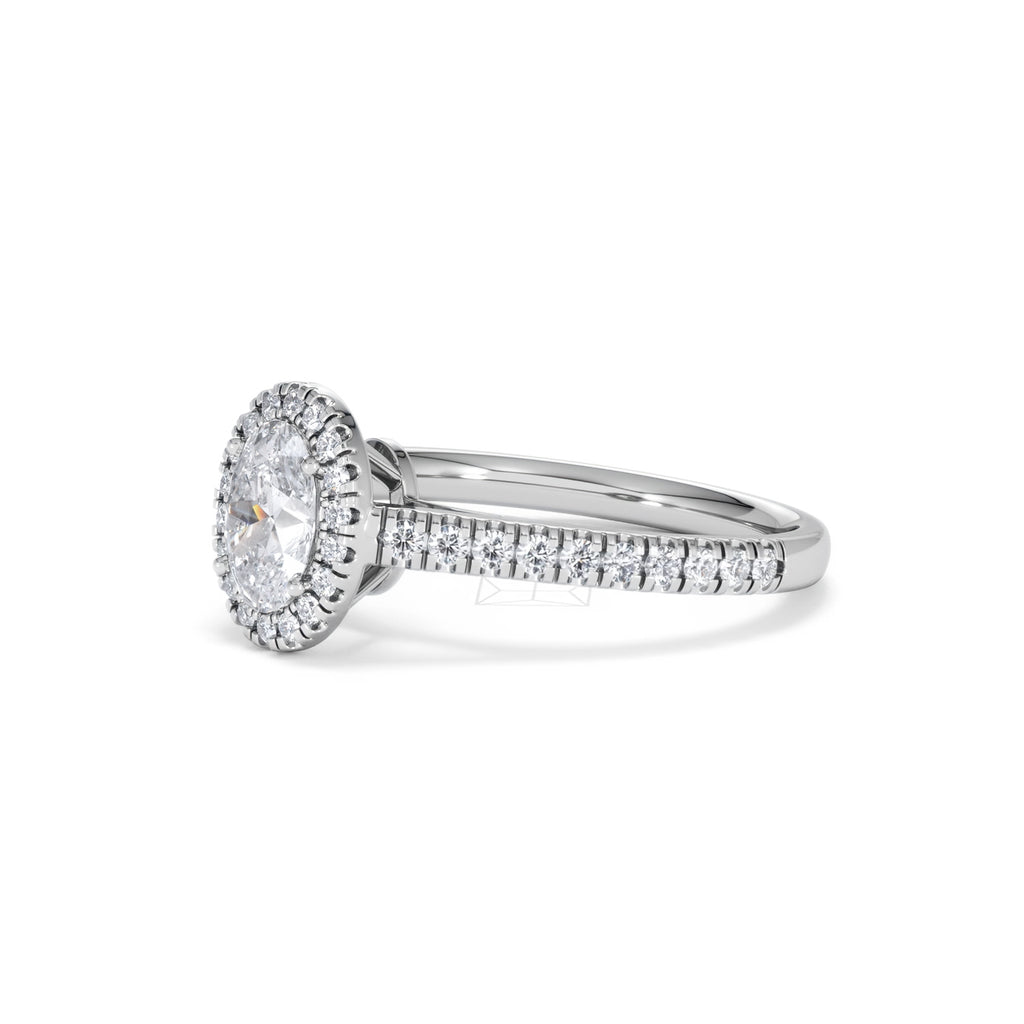 Georgina GIA Oval Diamond Halo Engagement Ring Platinum 1.30ct G/Vs