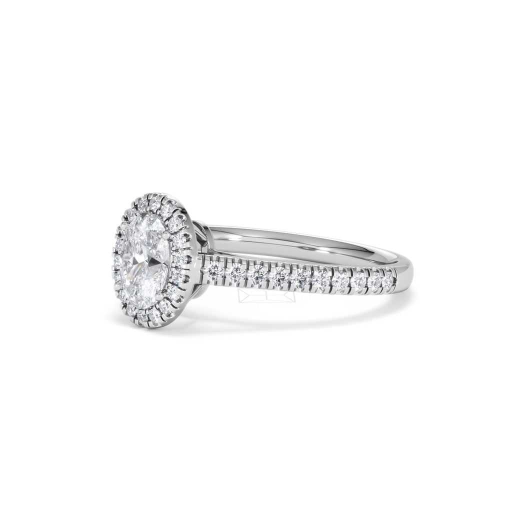 Georgina GIA Oval Diamond Halo Engagement Ring Platinum 1.30ct G/Vs