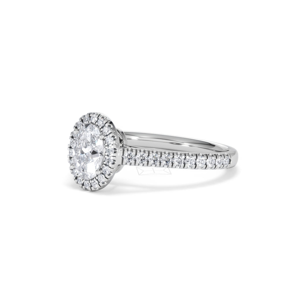 Georgina GIA Oval Diamond Halo Engagement Ring Platinum 1.30ct G/Vs