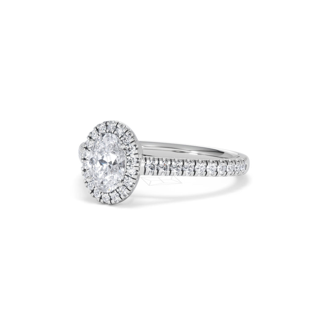 Georgina GIA Oval Diamond Halo Engagement Ring Platinum 1.30ct G/Vs
