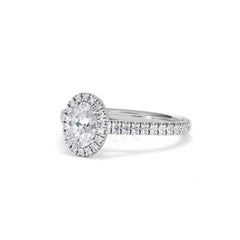 Georgina GIA Oval Diamond Halo Engagement Ring Platinum 1.30ct G/Vs
