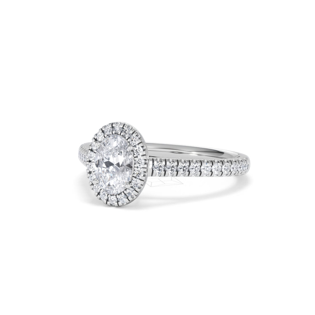 Georgina GIA Oval Diamond Halo Engagement Ring Platinum 1.30ct G/Vs