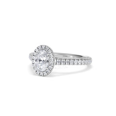 Georgina GIA Oval Diamond Halo Engagement Ring Platinum 1.30ct G/Vs