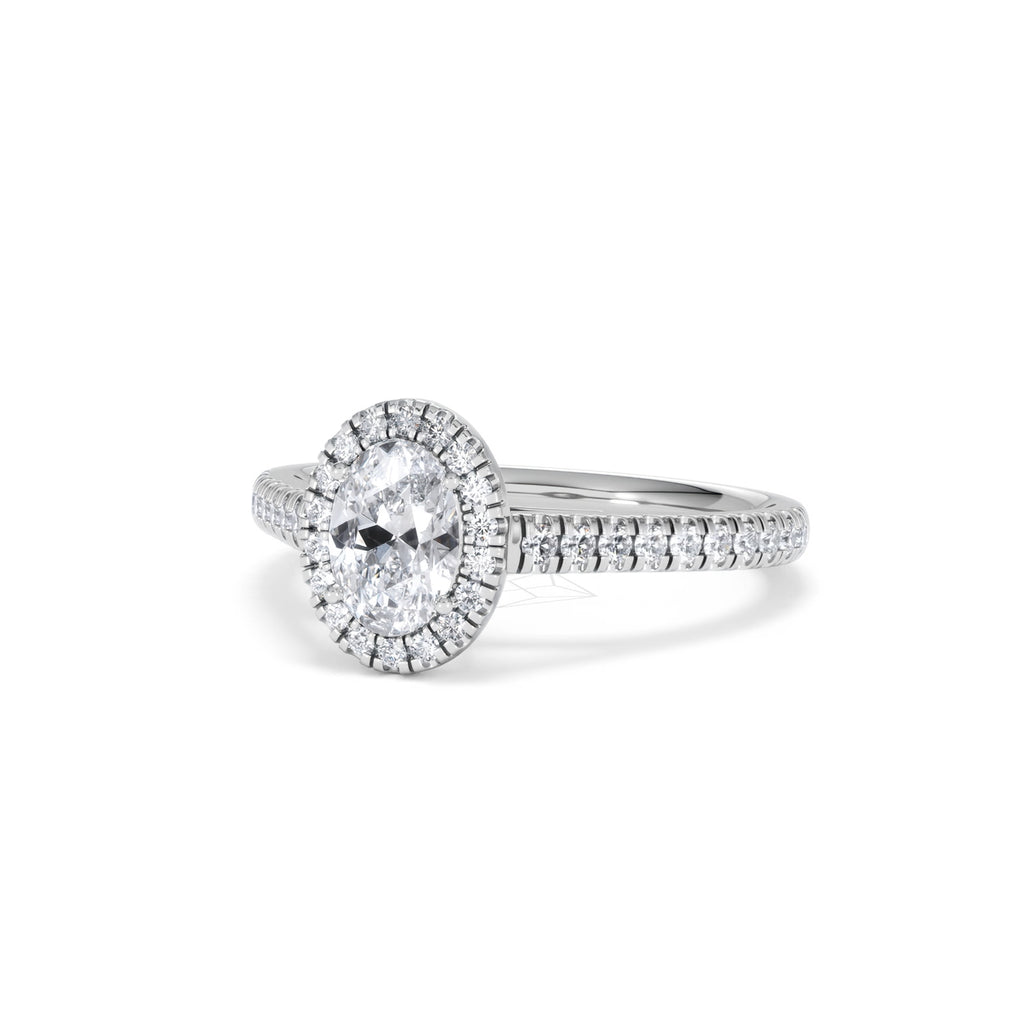 Georgina GIA Oval Diamond Halo Engagement Ring Platinum 1.30ct G/Vs