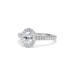 Georgina GIA Oval Diamond Halo Engagement Ring Platinum 1.30ct G/Vs