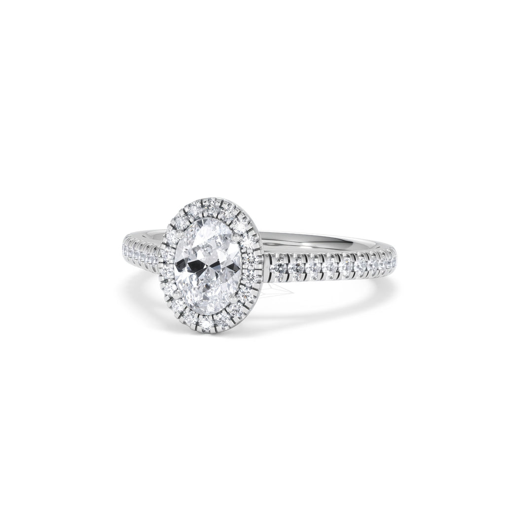 Georgina GIA Oval Diamond Halo Engagement Ring Platinum 1.30ct G/Vs