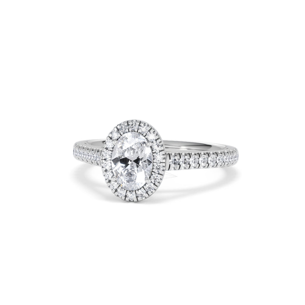 Georgina GIA Oval Diamond Halo Engagement Ring Platinum 1.30ct G/Vs