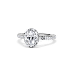 Georgina GIA Oval Diamond Halo Engagement Ring Platinum 1.30ct G/Vs