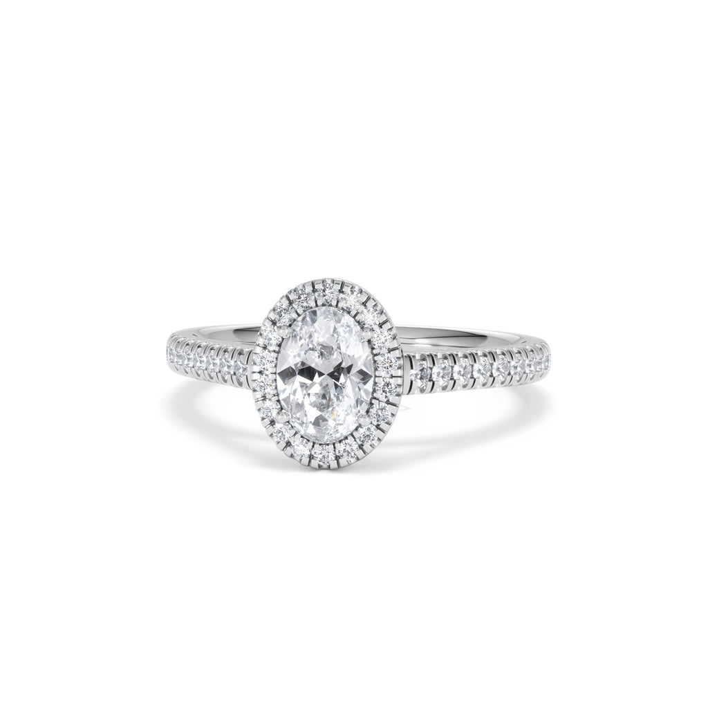 Georgina GIA Oval Diamond Halo Engagement Ring Platinum 1.30ct G/Vs