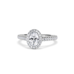 Georgina GIA Oval Diamond Halo Engagement Ring Platinum 1.30ct G/Vs