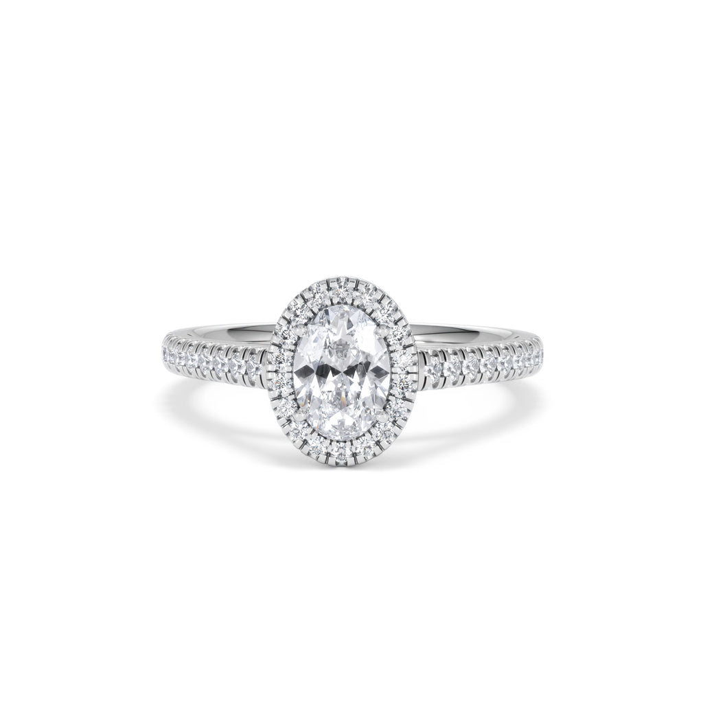 Georgina GIA Oval Diamond Halo Engagement Ring Platinum 1.30ct G/Vs