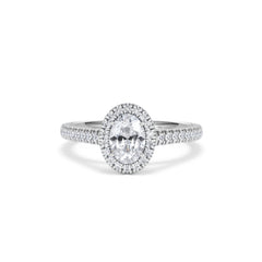 Georgina GIA Oval Diamond Halo Engagement Ring Platinum 1.30ct G/Vs