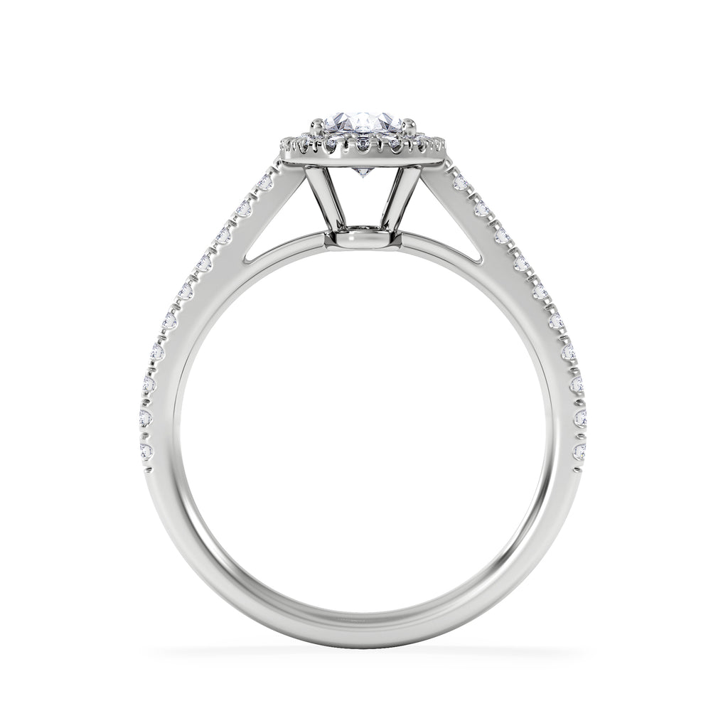Georgina GIA Oval Diamond Halo Engagement Ring 18KW Gold 1.30ct G/Vs