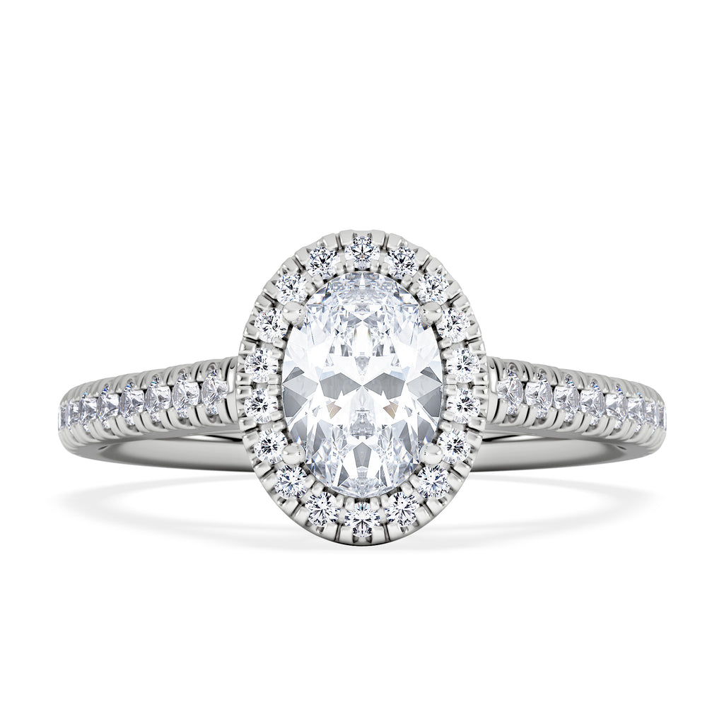 Georgina GIA Oval Diamond Halo Engagement Ring 18KW Gold 1.30ct G/Vs