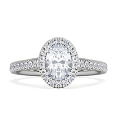 Georgina GIA Oval Diamond Halo Engagement Ring 18KW Gold 1.30ct G/Vs