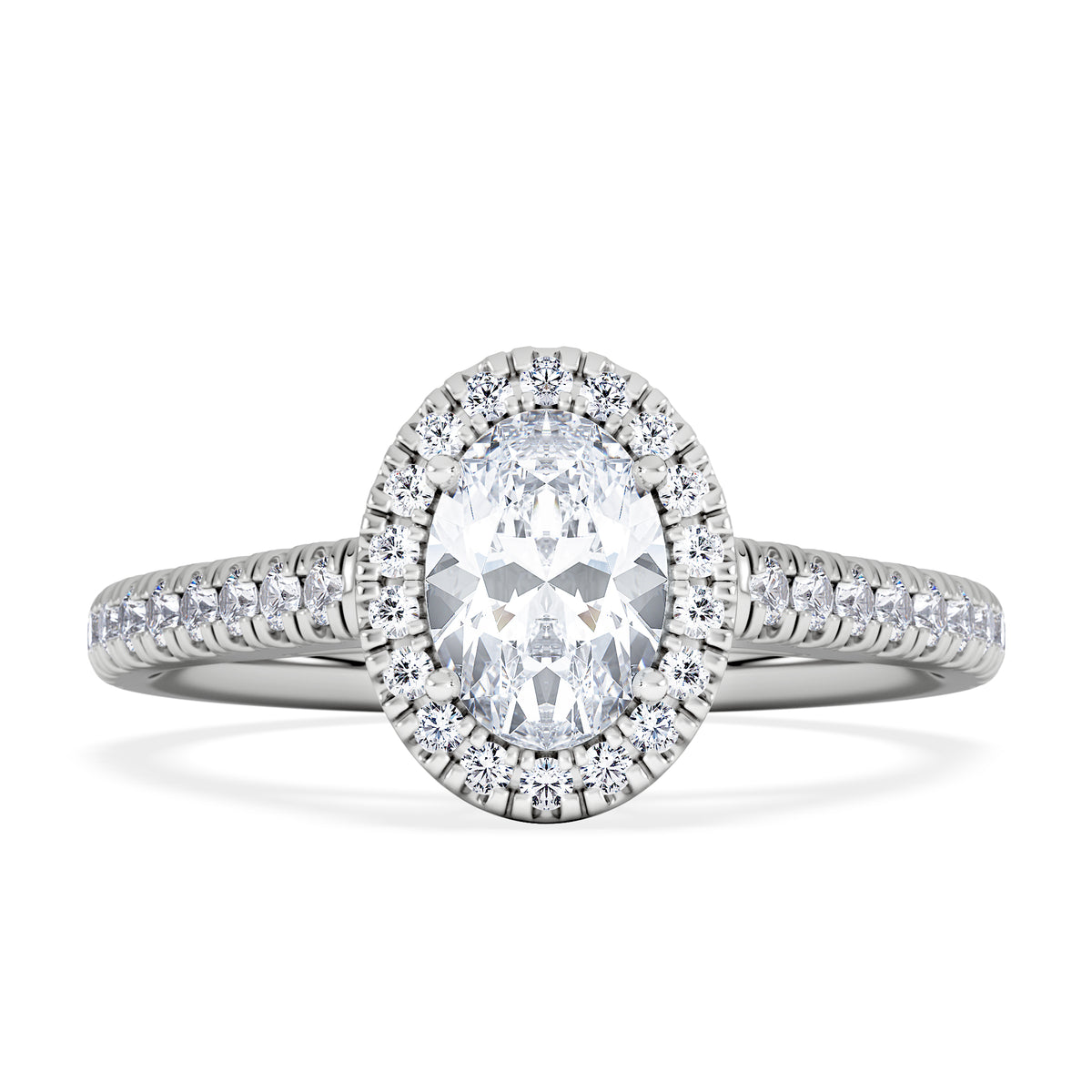 Georgina GIA Oval Diamond Halo Engagement Ring Platinum 1.30ct G/Vs