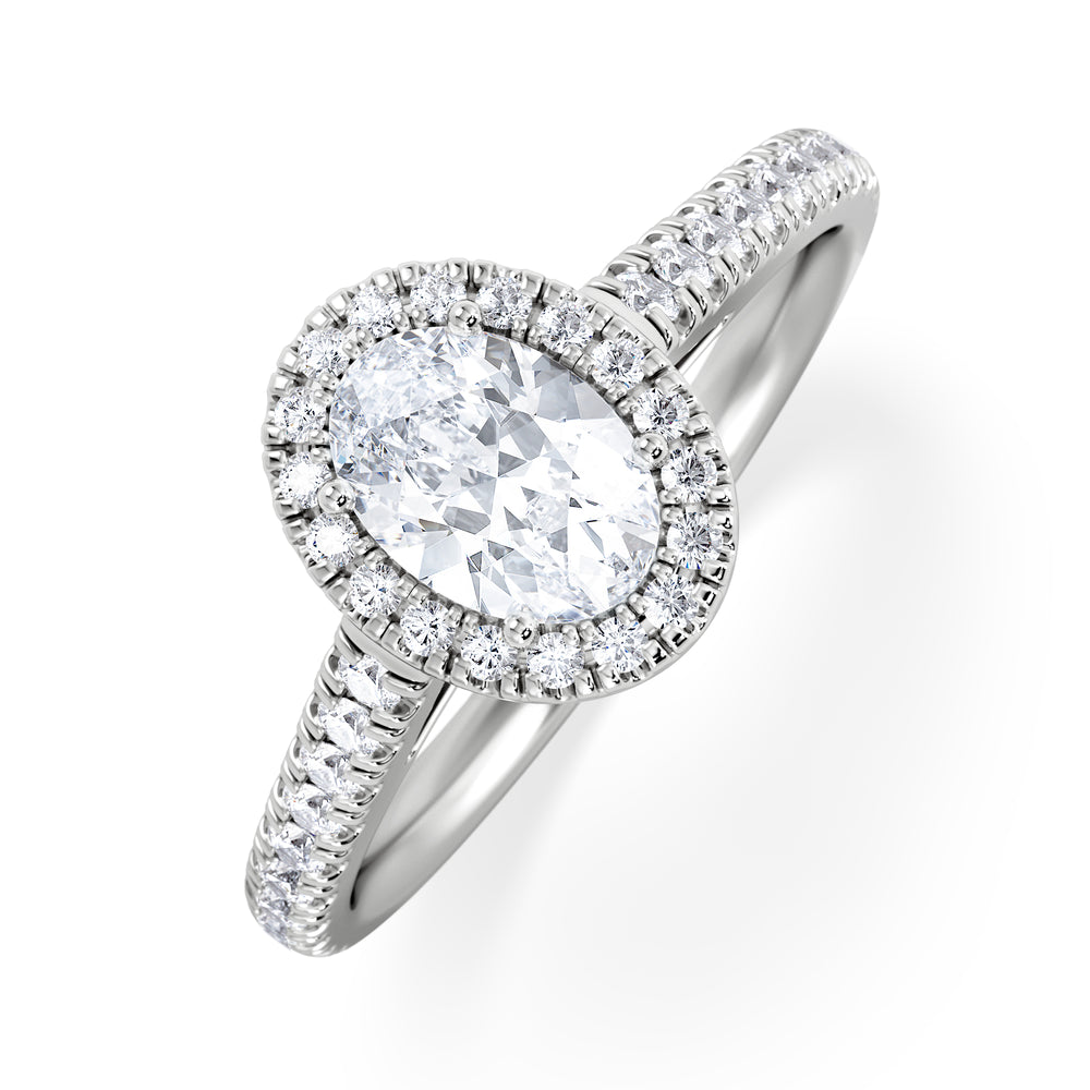 Georgina GIA Oval Diamond Halo Engagement Ring Platinum 1.30ct G/Vs
