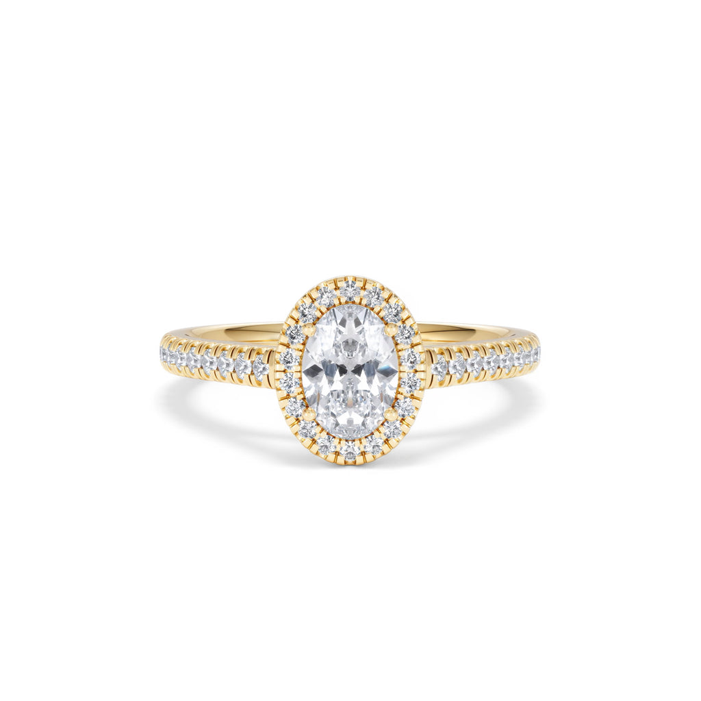 Georgina GIA Oval Diamond Halo Engagement Ring 18K Gold 1.30ct G/Vs
