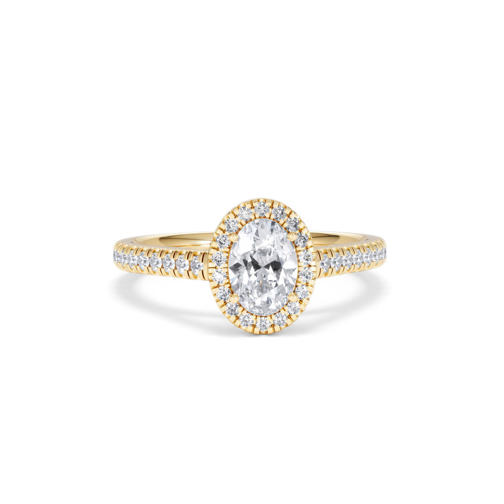 Georgina GIA Oval Diamond Halo Engagement Ring 18K Gold 1.30ct G/Vs