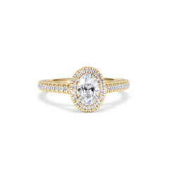 Georgina GIA Oval Diamond Halo Engagement Ring 18K Gold 1.30ct G/Vs