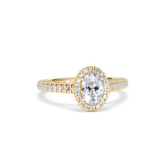Georgina GIA Oval Diamond Halo Engagement Ring 18K Gold 1.30ct G/Vs