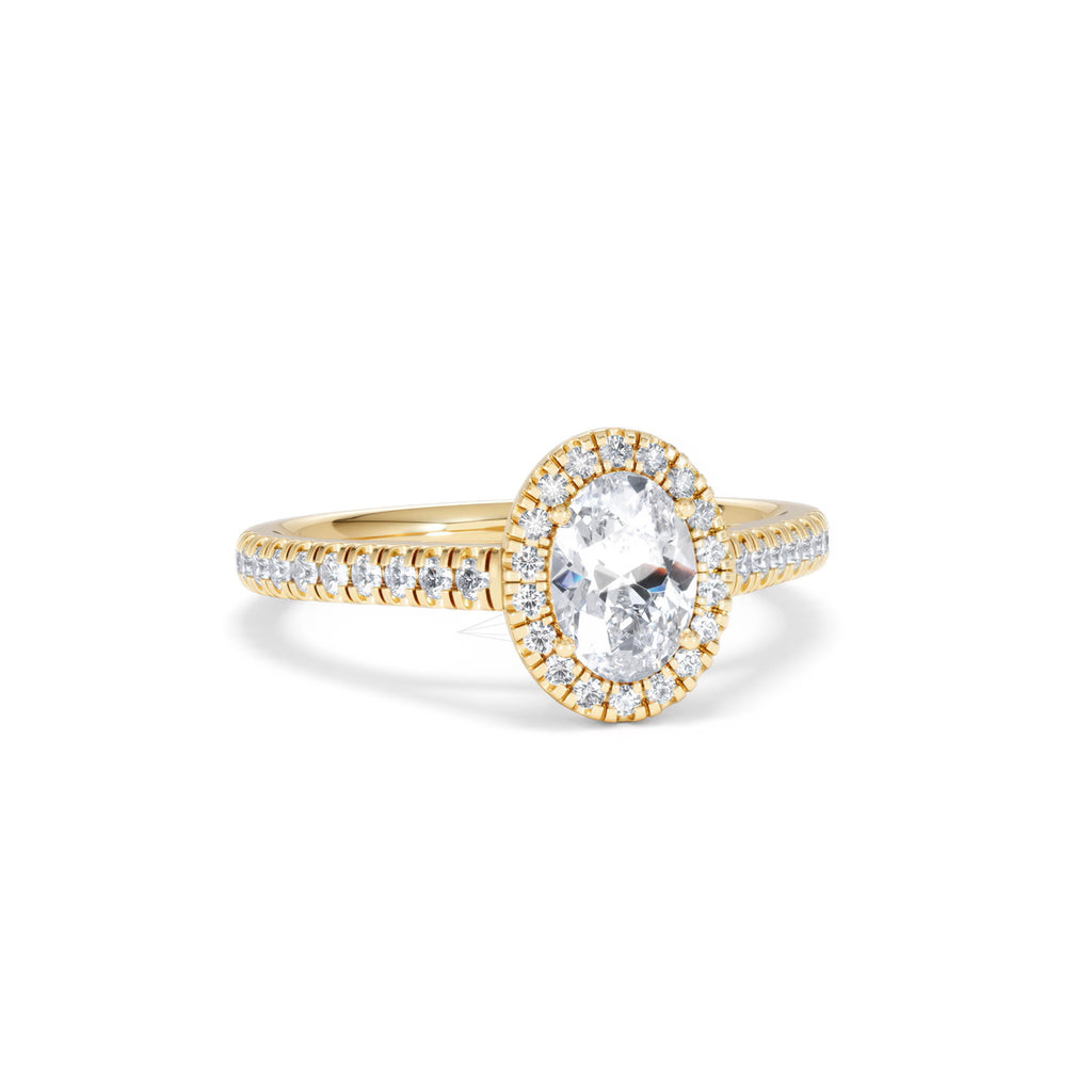 Georgina GIA Oval Diamond Halo Engagement Ring 18K Gold 1.30ct G/Vs