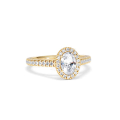Georgina GIA Oval Diamond Halo Engagement Ring 18K Gold 1.30ct G/Vs