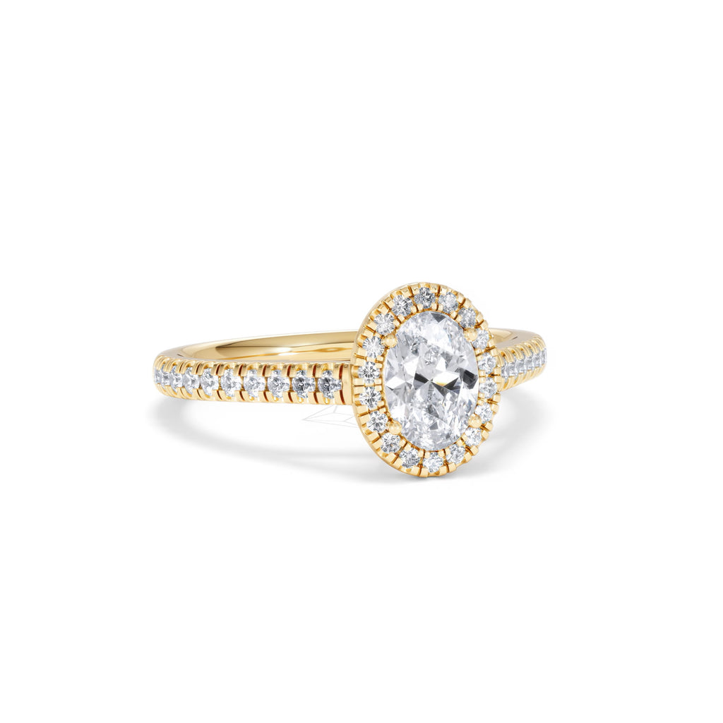 Georgina GIA Oval Diamond Halo Engagement Ring 18K Gold 1.30ct G/Vs