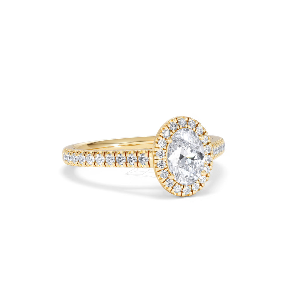 Georgina GIA Oval Diamond Halo Engagement Ring 18K Gold 1.30ct G/Vs