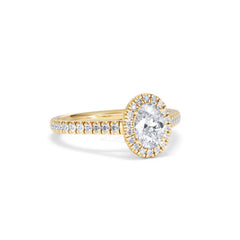 Georgina GIA Oval Diamond Halo Engagement Ring 18K Gold 1.30ct G/Vs