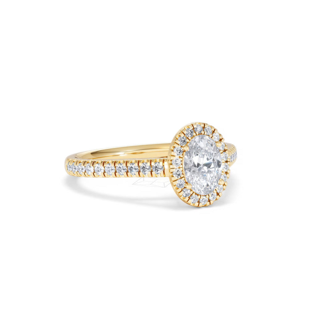 Georgina GIA Oval Diamond Halo Engagement Ring 18K Gold 1.30ct G/Vs