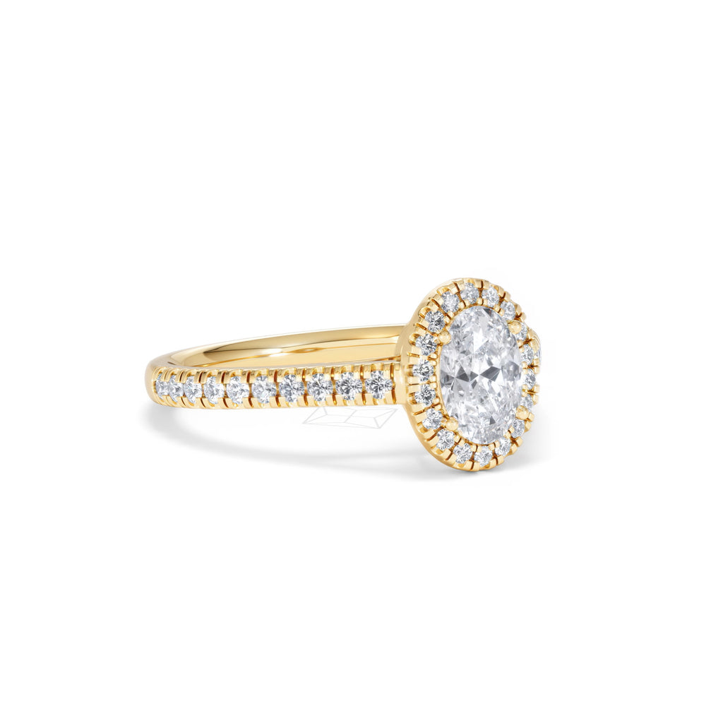 Georgina GIA Oval Diamond Halo Engagement Ring 18K Gold 1.30ct G/Vs