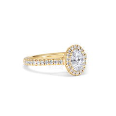 Georgina GIA Oval Diamond Halo Engagement Ring 18K Gold 1.30ct G/Vs