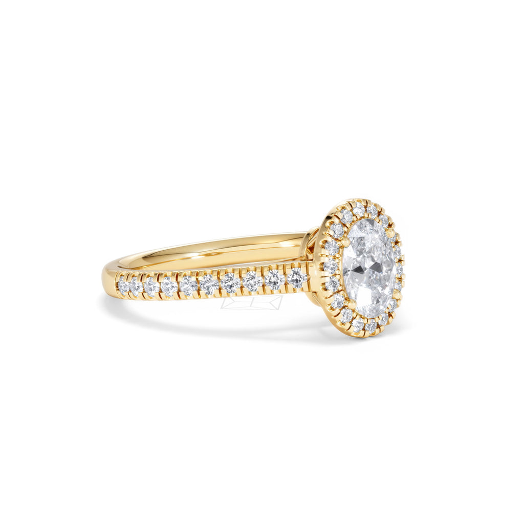 Georgina GIA Oval Diamond Halo Engagement Ring 18K Gold 1.30ct G/Vs