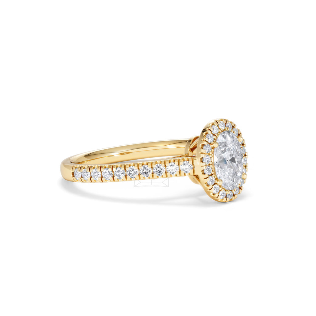 Georgina GIA Oval Diamond Halo Engagement Ring 18K Gold 1.30ct G/Vs