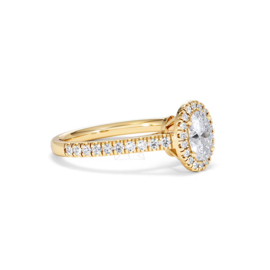 Georgina GIA Oval Diamond Halo Engagement Ring 18K Gold 1.30ct G/Vs