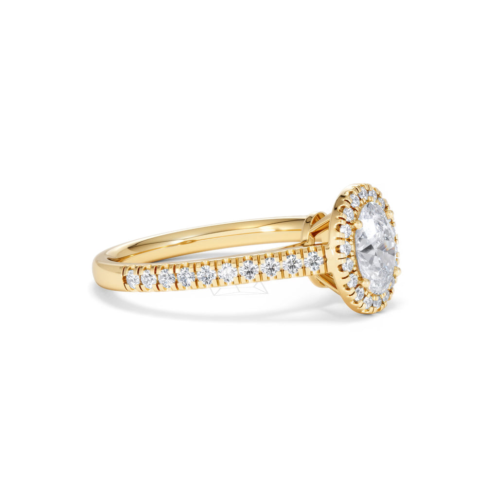 Georgina GIA Oval Diamond Halo Engagement Ring 18K Gold 1.30ct G/Vs