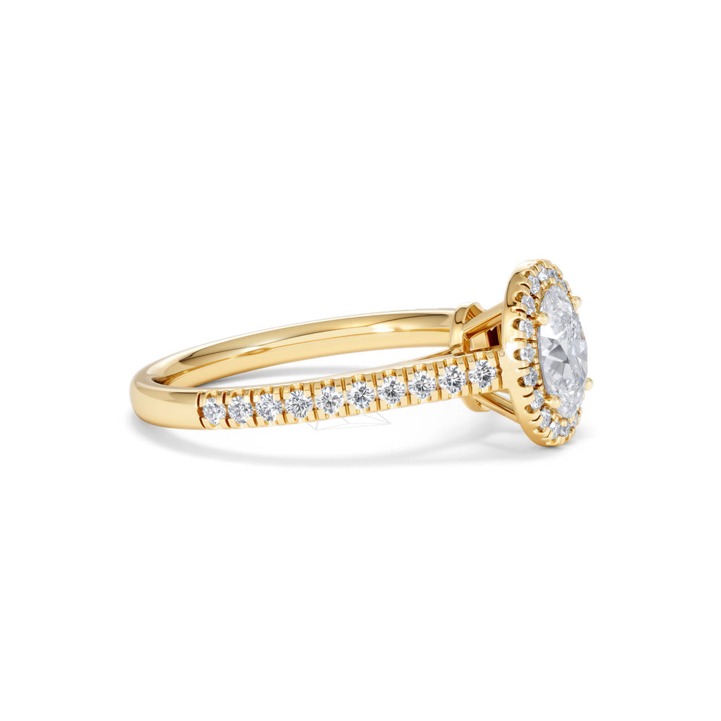 Georgina GIA Oval Diamond Halo Engagement Ring 18K Gold 1.30ct G/Vs