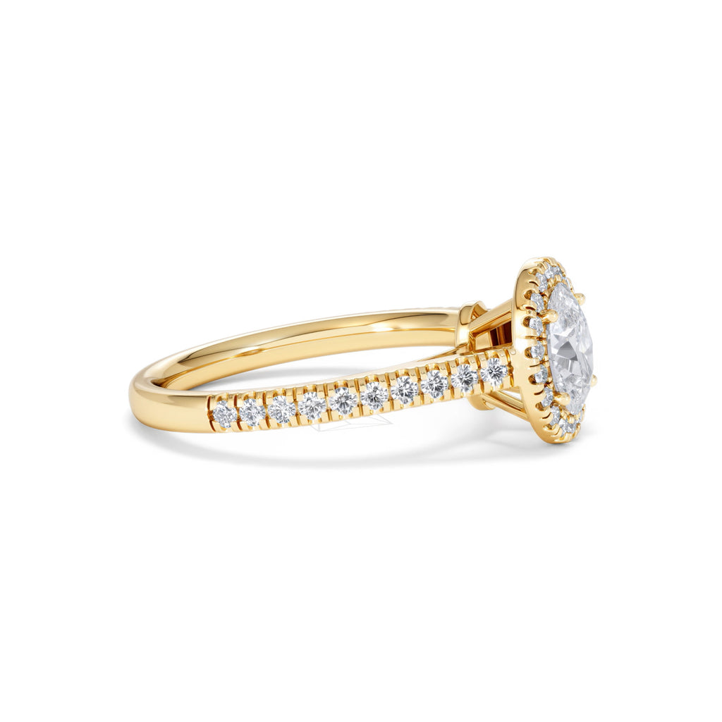 Georgina GIA Oval Diamond Halo Engagement Ring 18K Gold 1.30ct G/Vs