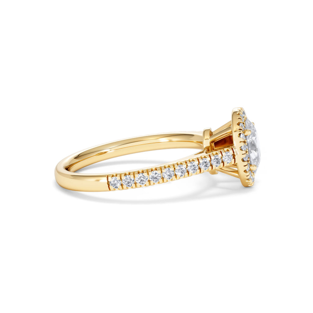Georgina GIA Oval Diamond Halo Engagement Ring 18K Gold 1.30ct G/Vs