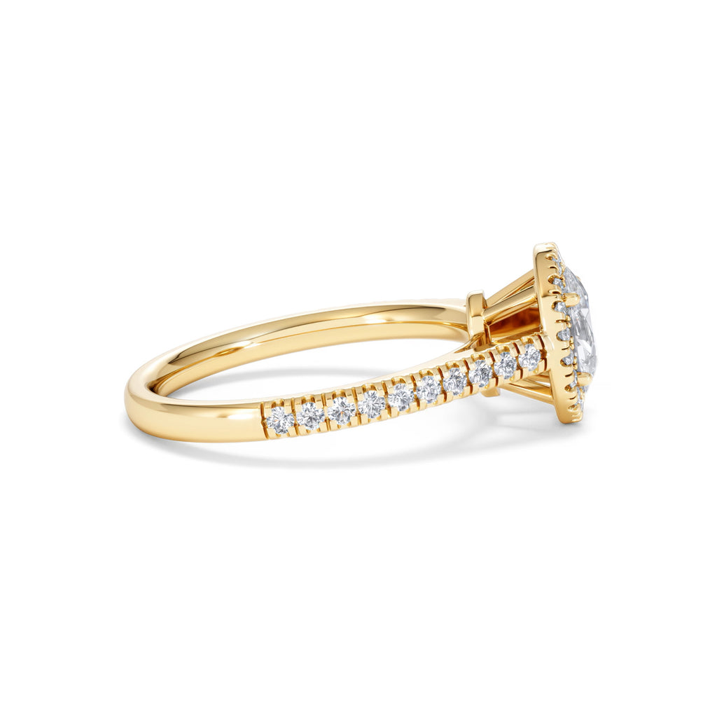 Georgina GIA Oval Diamond Halo Engagement Ring 18K Gold 1.30ct G/Vs