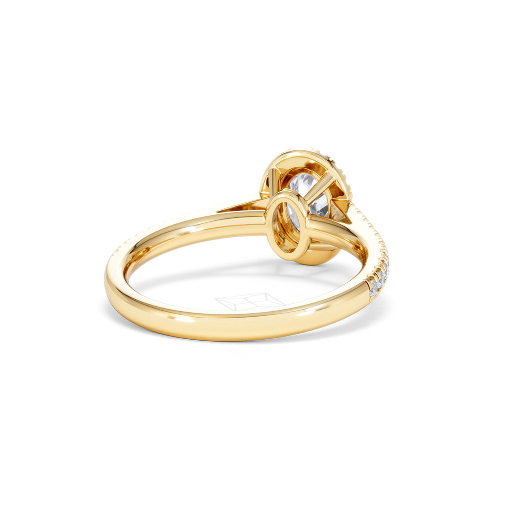Georgina GIA Oval Diamond Halo Engagement Ring 18K Gold 1.30ct G/Vs