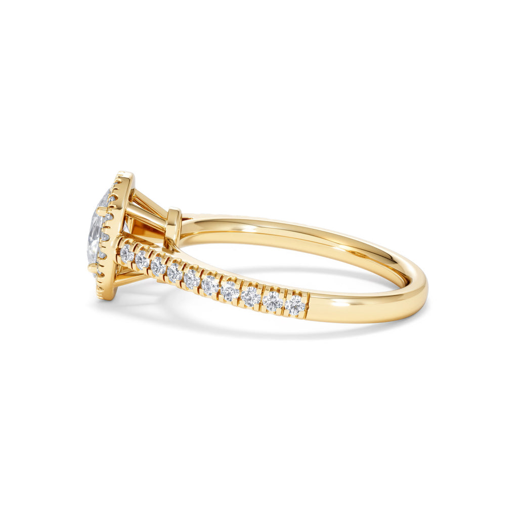 Georgina GIA Oval Diamond Halo Engagement Ring 18K Gold 1.30ct G/Vs