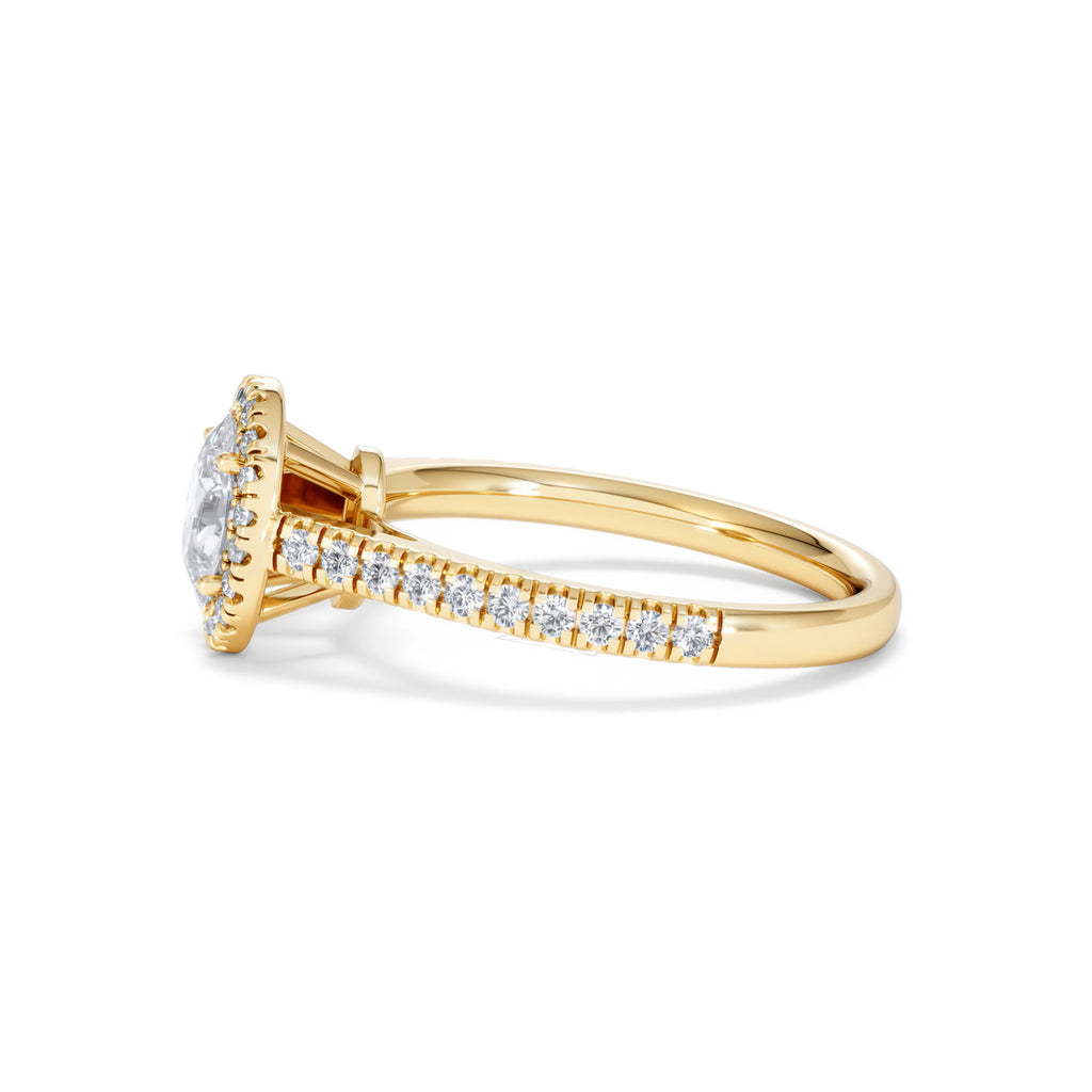 Georgina GIA Oval Diamond Halo Engagement Ring 18K Gold 1.30ct G/Vs