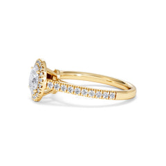 Georgina GIA Oval Diamond Halo Engagement Ring 18K Gold 1.30ct G/Vs