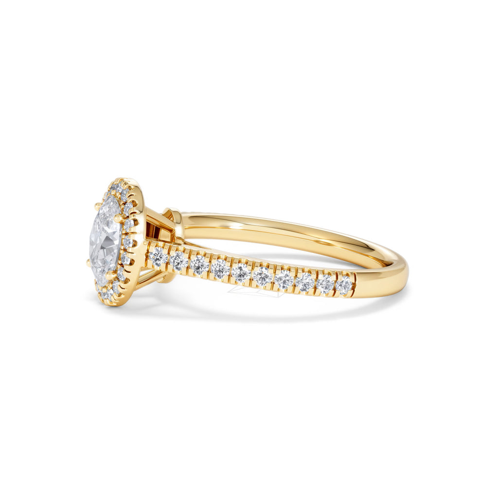 Georgina GIA Oval Diamond Halo Engagement Ring 18K Gold 1.30ct G/Vs